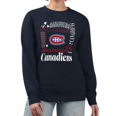 Montreal Canadiens G-III 4Her by Carl Banks Women's Collage Graphic Fleece Long Sleeve Pullover Sweatshirt - Navy | US 201622798