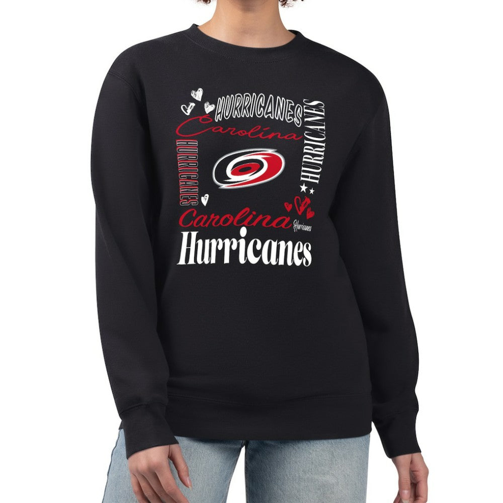 Carolina Hurricanes G-III 4Her by Carl Banks Women's Collage Graphic Fleece Long Sleeve Pullover Sweatshirt - Black | US 201622805