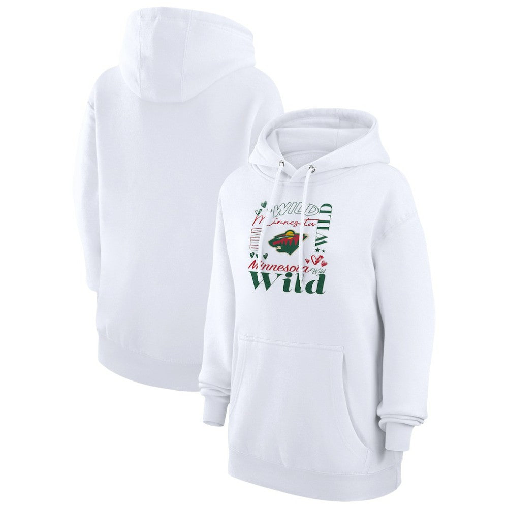 Minnesota Wild G-III 4Her by Carl Banks Women's Collage Team Graphic Tri-Blend Fleece Pullover Hoodie - White | US 201622832