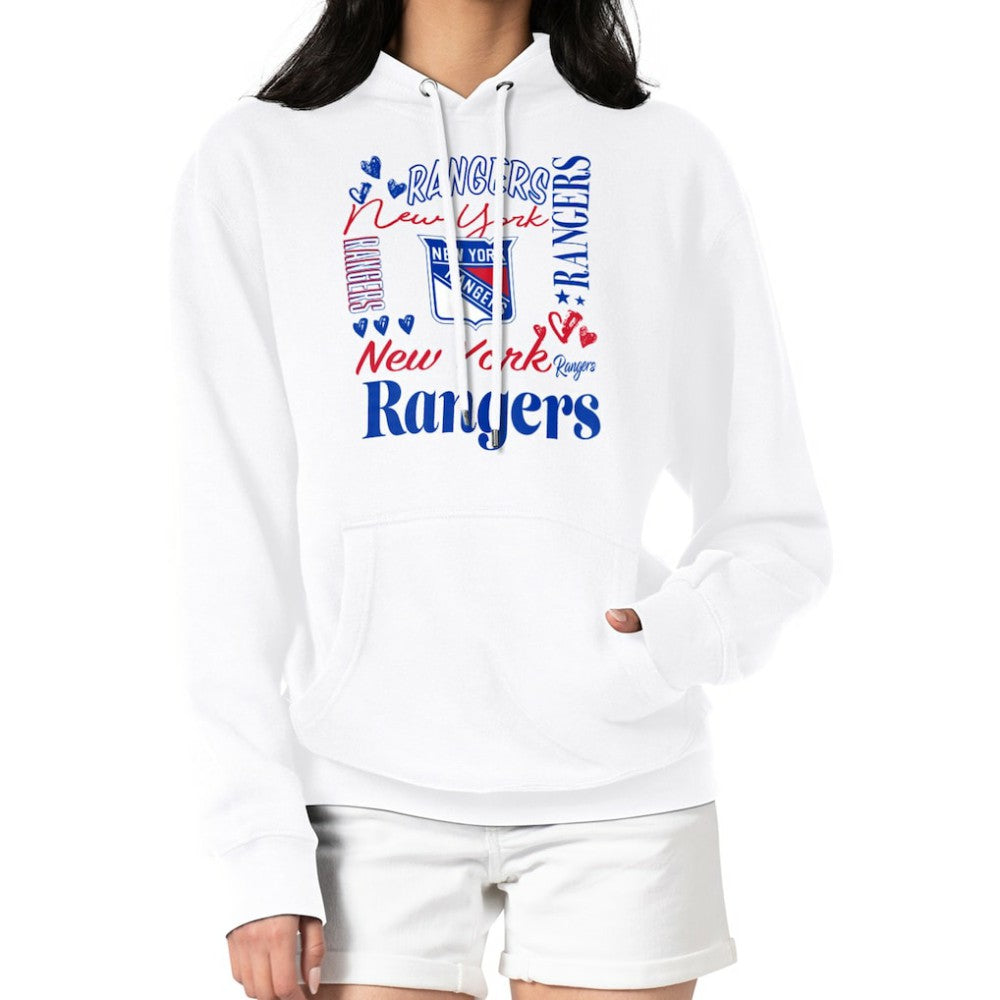 New York Rangers G-III 4Her by Carl Banks Women's Collage Team Graphic Tri-Blend Fleece Pullover Hoodie - White | US 201622846