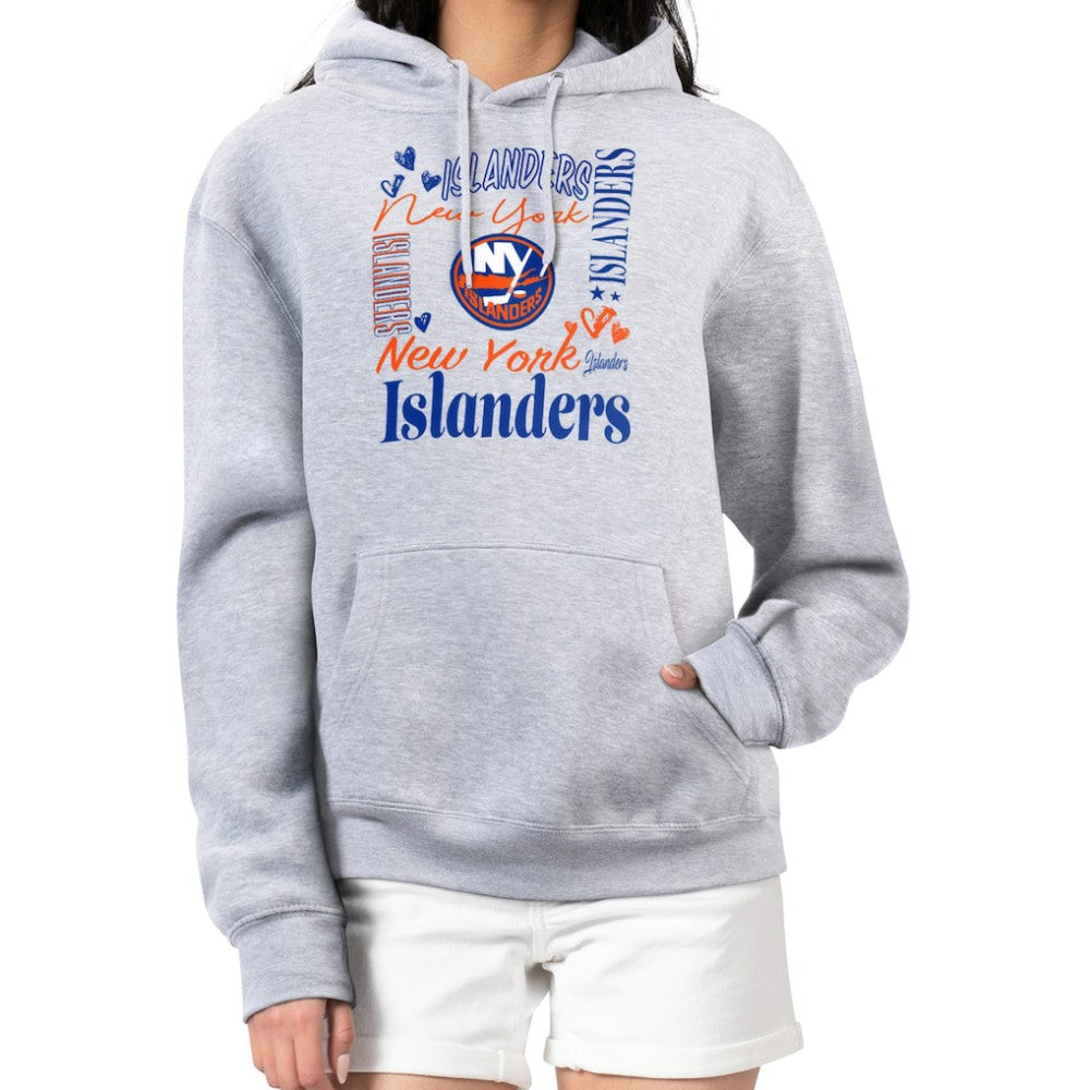 New York Islanders G-III 4Her by Carl Banks Women's Collage Team Graphic Fleece Pullover Hoodie - Heather Gray | US 201622867