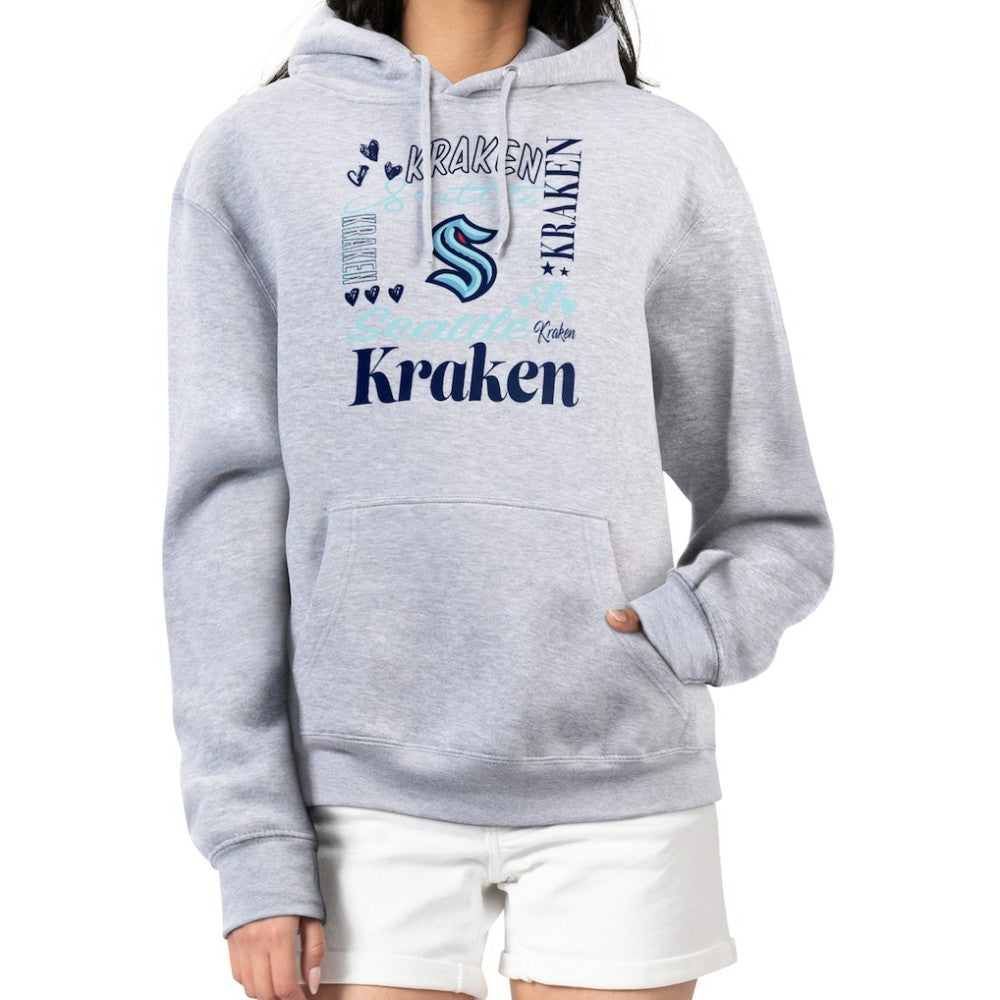 Seattle Kraken G-III 4Her by Carl Banks Women's Collage Team Graphic Tri-Blend Fleece Pullover Hoodie - Heather Gray | US 201622878