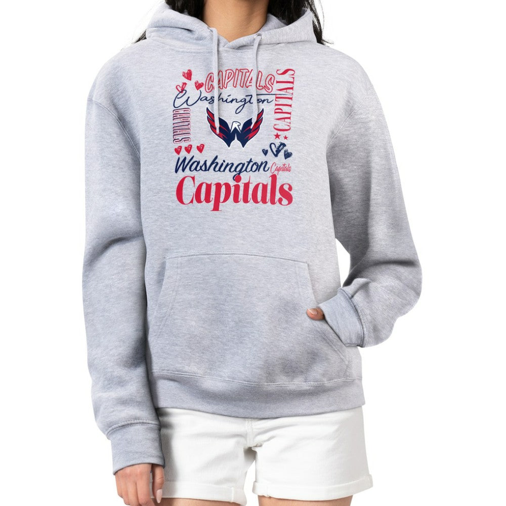 Washington Capitals G-III 4Her by Carl Banks Women's Collage Team Graphic Fleece Pullover Hoodie - Heather Gray | US 201622880
