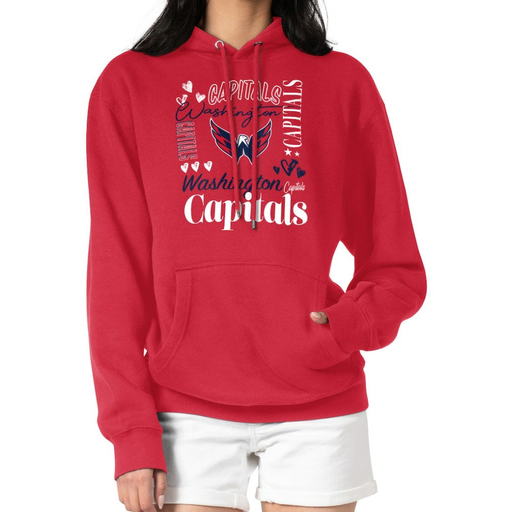 Washington Capitals G-III 4Her by Carl Banks Women's Collage Team Graphic Tri-Blend Fleece Pullover Hoodie - Red | US 201622898