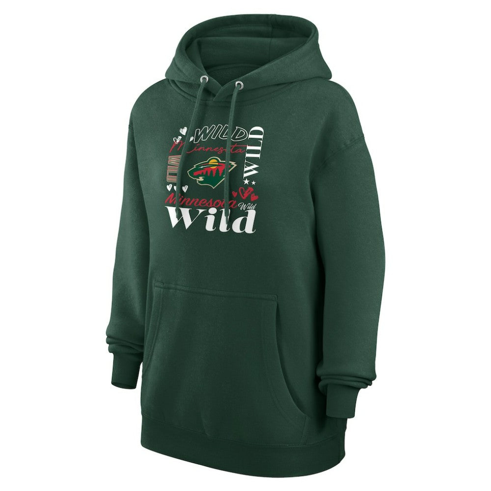 Minnesota Wild G-III 4Her by Carl Banks Women's Collage Team Graphic Tri-Blend Fleece Pullover Hoodie - Olive | US 201622906