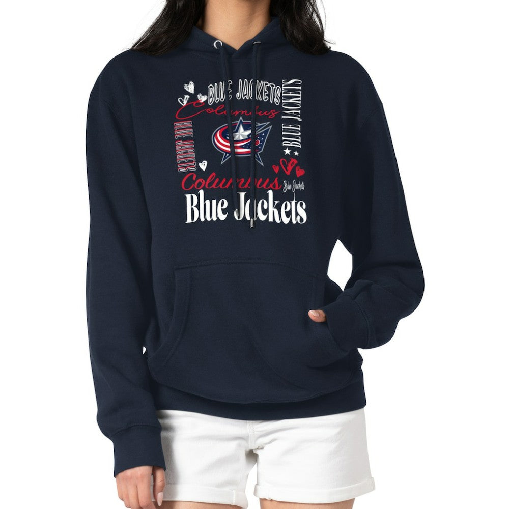 Columbus Blue Jackets G-III 4Her by Carl Banks Women's Collage Team Graphic Tri-Blend Fleece Pullover Hoodie - Navy | US 201622924