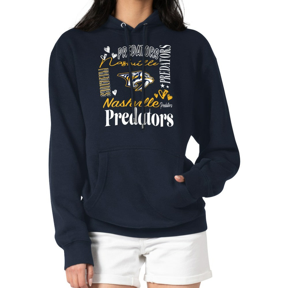Nashville Predators G-III 4Her by Carl Banks Women's Collage Team Graphic Tri-Blend Fleece Pullover Hoodie - Navy | US 201622928