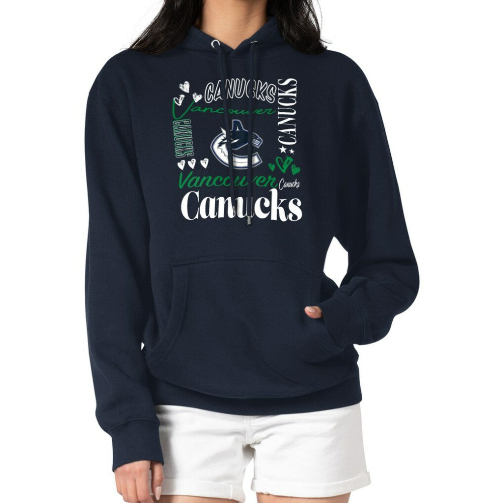 Vancouver Canucks G-III 4Her by Carl Banks Women's Collage Team Graphic Tri-Blend Fleece Pullover Hoodie - Navy | US 201622929