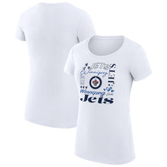 Winnipeg Jets G-III 4Her by Carl Banks Women's Super-Slim Fit Lightweight Collage Team Graphic T-Shirt - White | US 201622935