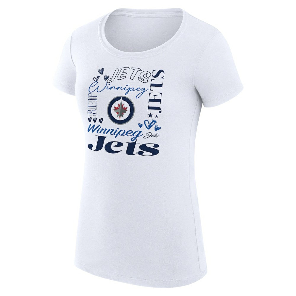 Winnipeg Jets G-III 4Her by Carl Banks Women's Super-Slim Fit Lightweight Collage Team Graphic T-Shirt - White | US 201622935