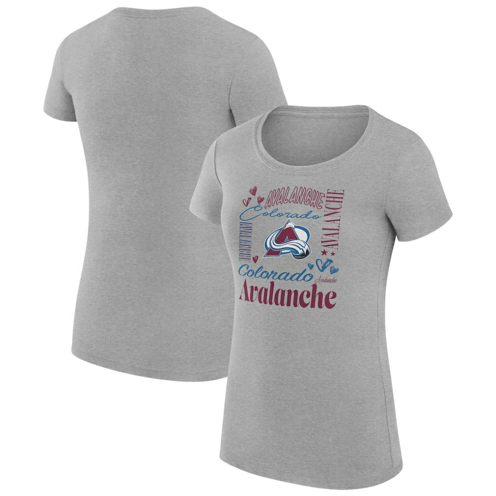 Colorado Avalanche G-III 4Her by Carl Banks Women's Super-Slim Fit Lightweight Collage Team Graphic T-Shirt - Heather Gray | US 201622936