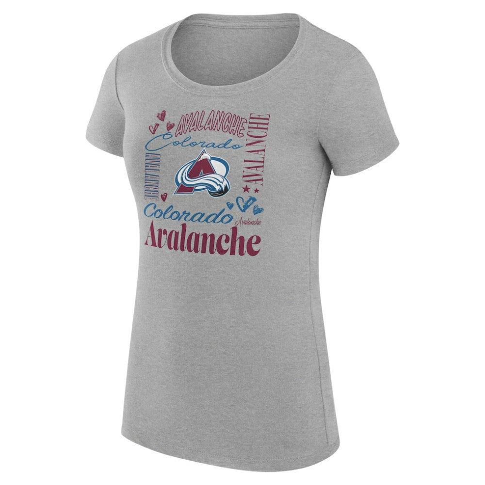 Colorado Avalanche G-III 4Her by Carl Banks Women's Super-Slim Fit Lightweight Collage Team Graphic T-Shirt - Heather Gray | US 201622936