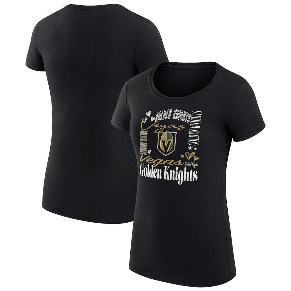 Vegas Golden Knights G-III 4Her by Carl Banks Women's Super-Slim Fit Lightweight Collage Team Graphic T-Shirt - Black | US 201622942
