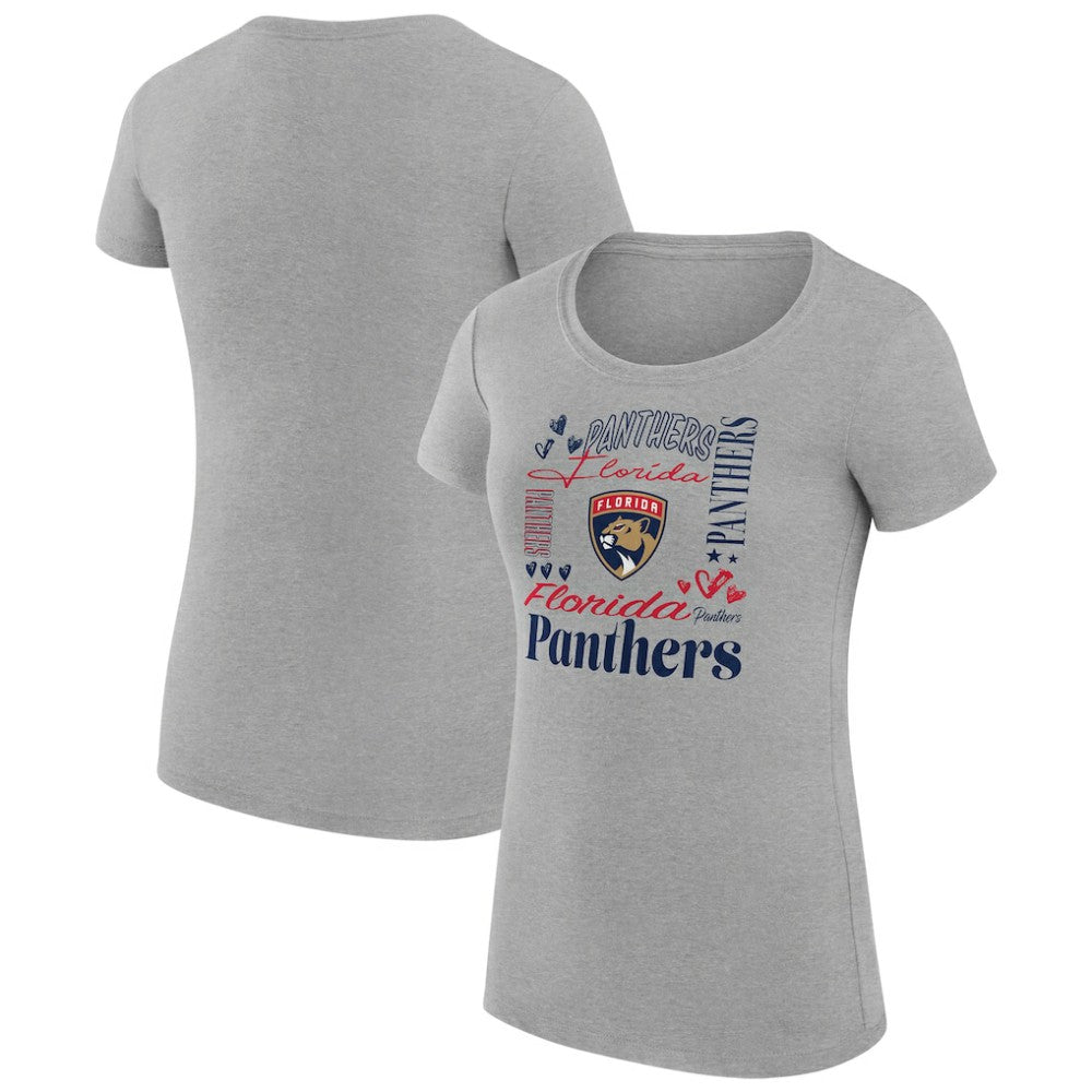 Florida Panthers G-III 4Her by Carl Banks Women's Super-Slim Fit Lightweight Collage Team Graphic T-Shirt - Heather Gray | US 201622943