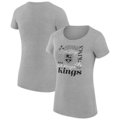 Los Angeles Kings G-III 4Her by Carl Banks Women's Super-Slim Fit Lightweight Collage Team Graphic T-Shirt - Heather Gray | US 201622946