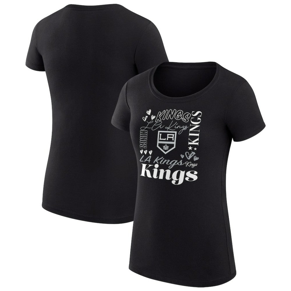 Los Angeles Kings G-III 4Her by Carl Banks Women's Super-Slim Fit Lightweight Collage Team Graphic T-Shirt - Black | US 201622947