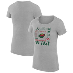 Minnesota Wild G-III 4Her by Carl Banks Women's Super-Slim Fit Lightweight Collage Team Graphic T-Shirt - Heather Gray | US 201622948