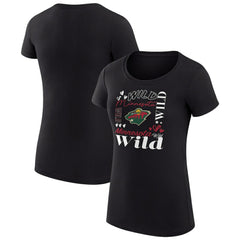 Minnesota Wild G-III 4Her by Carl Banks Women's Super-Slim Fit Lightweight Collage Team Graphic T-Shirt - Black | US 201622950