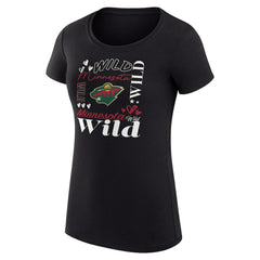 Minnesota Wild G-III 4Her by Carl Banks Women's Super-Slim Fit Lightweight Collage Team Graphic T-Shirt - Black | US 201622950