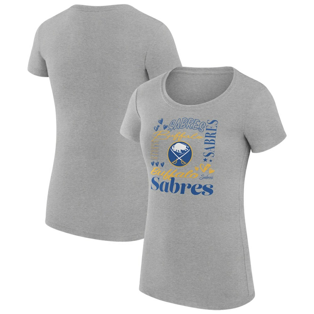 Buffalo Sabres G-III 4Her by Carl Banks Women's Super-Slim Fit Lightweight Collage Team Graphic T-Shirt - Heather Gray | US 201622952