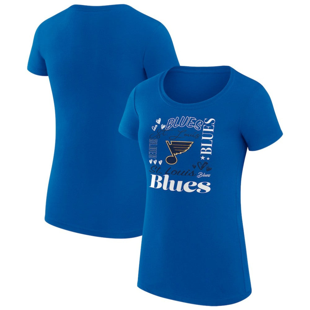St. Louis Blues G-III 4Her by Carl Banks Women's Super-Slim Fit Lightweight Collage Team Graphic T-Shirt - Blue | US 201622964