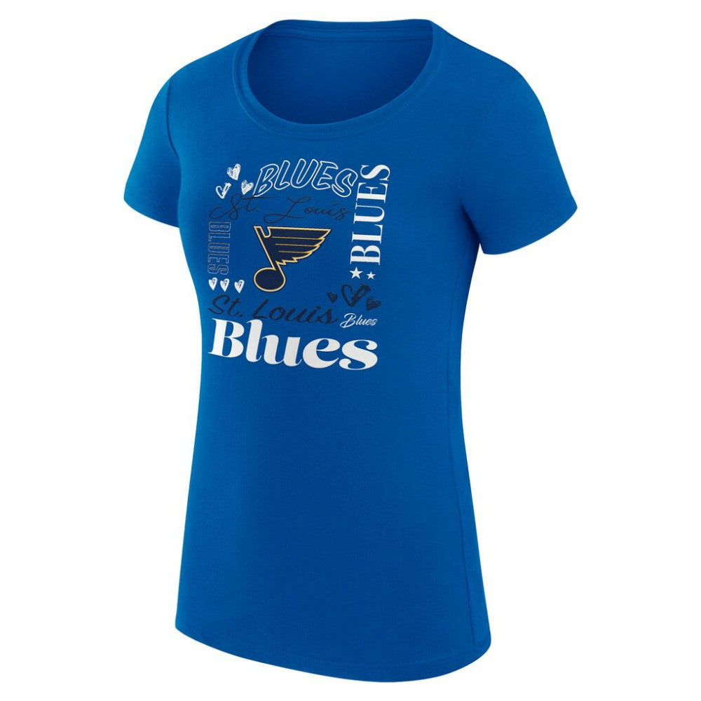 St. Louis Blues G-III 4Her by Carl Banks Women's Super-Slim Fit Lightweight Collage Team Graphic T-Shirt - Blue | US 201622964