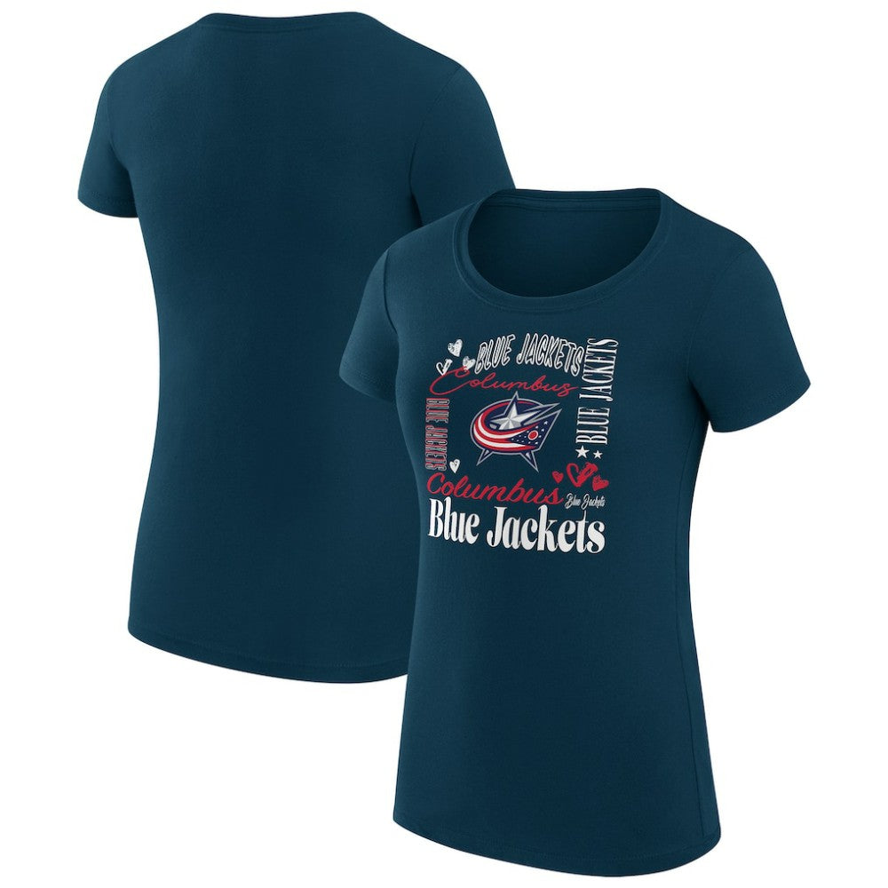Columbus Blue Jackets G-III 4Her by Carl Banks Women's Super-Slim Fit Lightweight Collage Team Graphic T-Shirt - Navy | US 201622970
