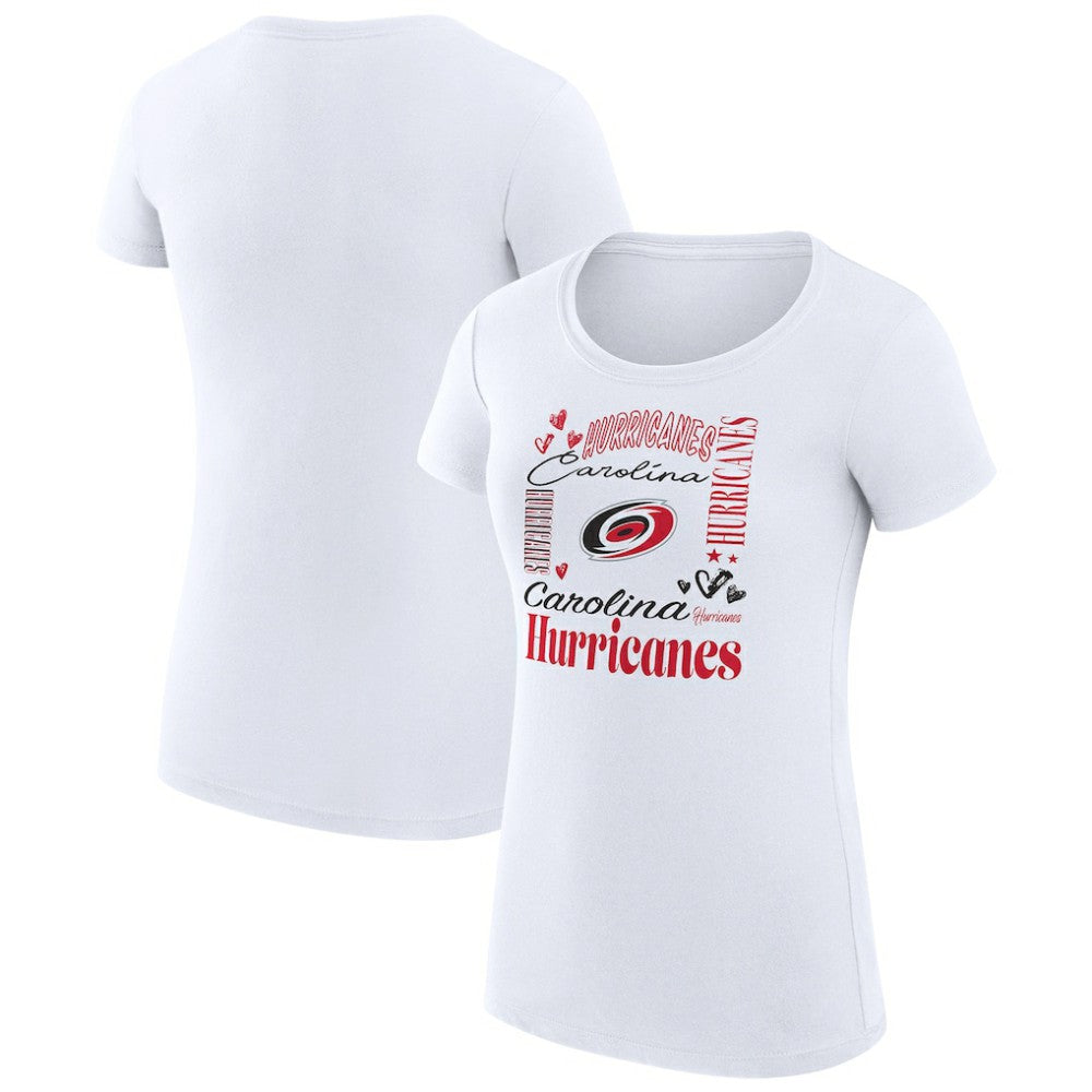 Carolina Hurricanes G-III 4Her by Carl Banks Women's Super-Slim Fit Lightweight Collage Team Graphic T-Shirt - White | US 201622985
