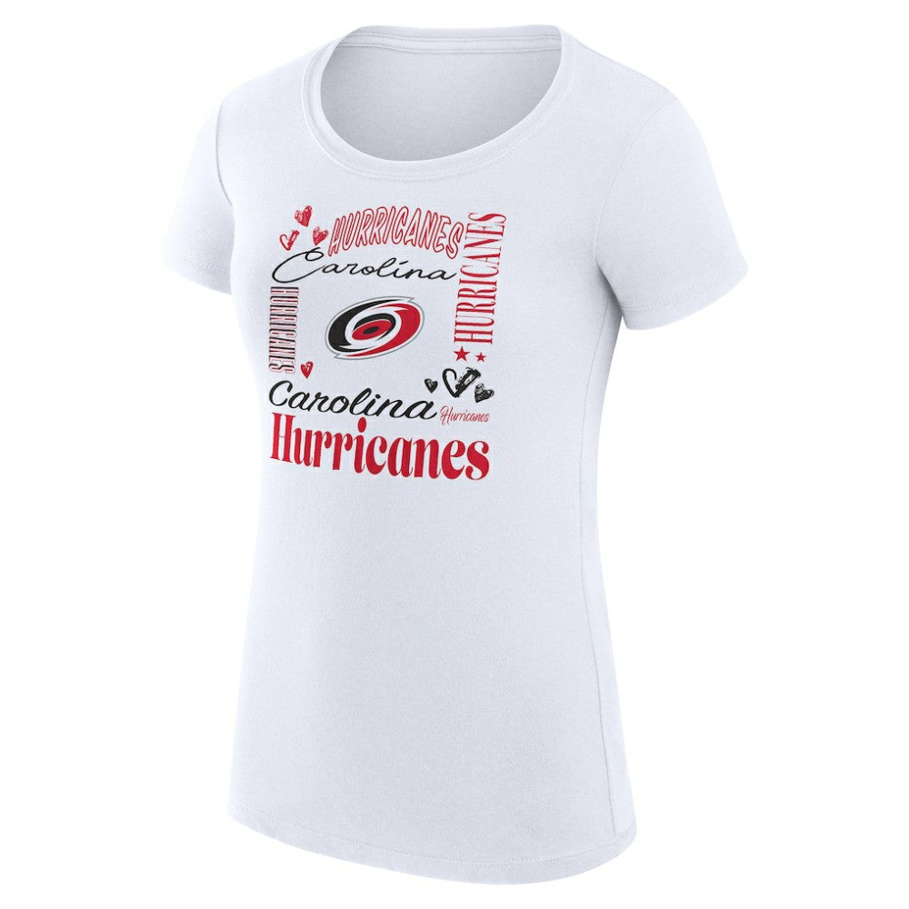 Carolina Hurricanes G-III 4Her by Carl Banks Women's Super-Slim Fit Lightweight Collage Team Graphic T-Shirt - White | US 201622985