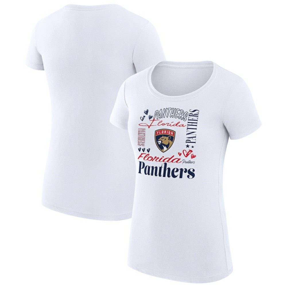 Florida Panthers G-III 4Her by Carl Banks Women's Super-Slim Fit Lightweight Collage Team Graphic T-Shirt - White | US 201622995