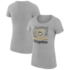 Pittsburgh Penguins G-III 4Her by Carl Banks Women's Super-Slim Fit Lightweight Collage Team Graphic T-Shirt - Heather Gray | US 201622996