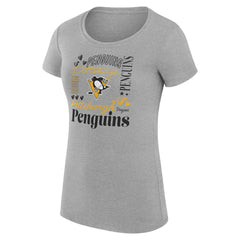 Pittsburgh Penguins G-III 4Her by Carl Banks Women's Super-Slim Fit Lightweight Collage Team Graphic T-Shirt - Heather Gray | US 201622996