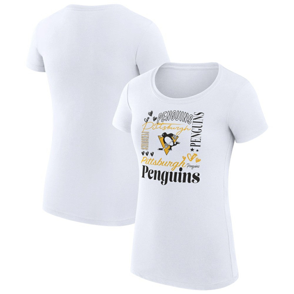 Pittsburgh Penguins G-III 4Her by Carl Banks Women's Super-Slim Fit Lightweight Collage Team Graphic T-Shirt - White | US 201622999