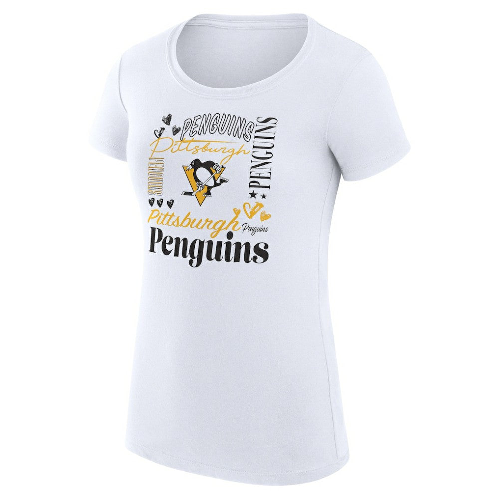 Pittsburgh Penguins G-III 4Her by Carl Banks Women's Super-Slim Fit Lightweight Collage Team Graphic T-Shirt - White | US 201622999