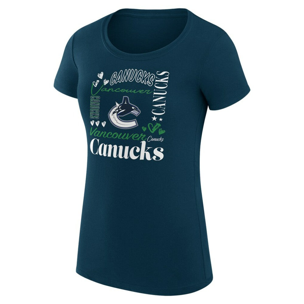 Vancouver Canucks G-III 4Her by Carl Banks Women's Super-Slim Fit Lightweight Collage Team Graphic T-Shirt - Navy | US 201623005