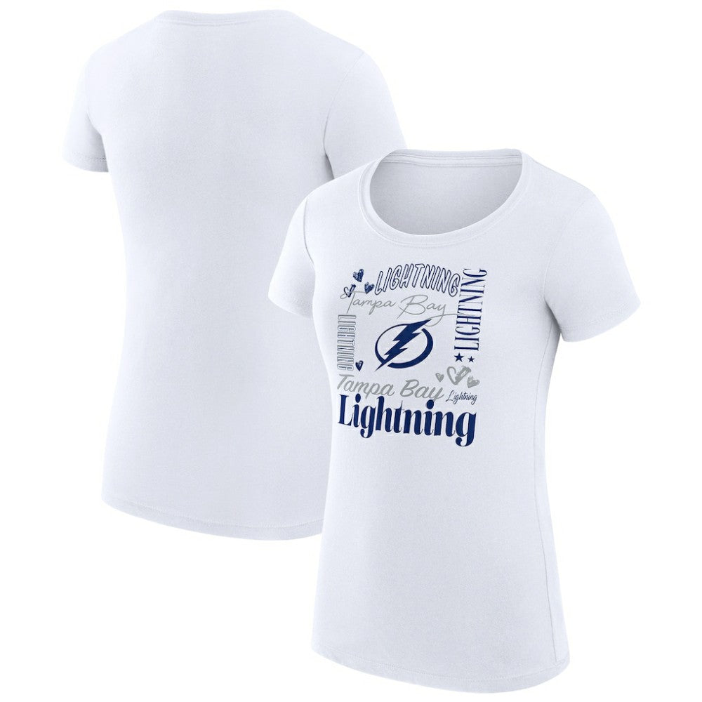Tampa Bay Lightning G-III 4Her by Carl Banks Women's Super-Slim Fit Lightweight Collage Team Graphic T-Shirt - White | US 201623007