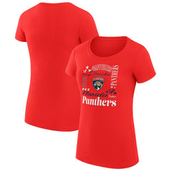 Florida Panthers G-III 4Her by Carl Banks Women's Super-Slim Fit Lightweight Collage Team Graphic T-Shirt - Red | US 201623024