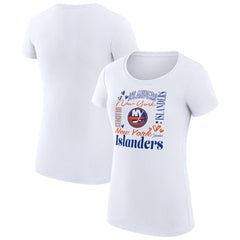 New York Islanders G-III 4Her by Carl Banks Women's Super-Slim Fit Lightweight Collage Team Graphic T-Shirt - White | US 201623025