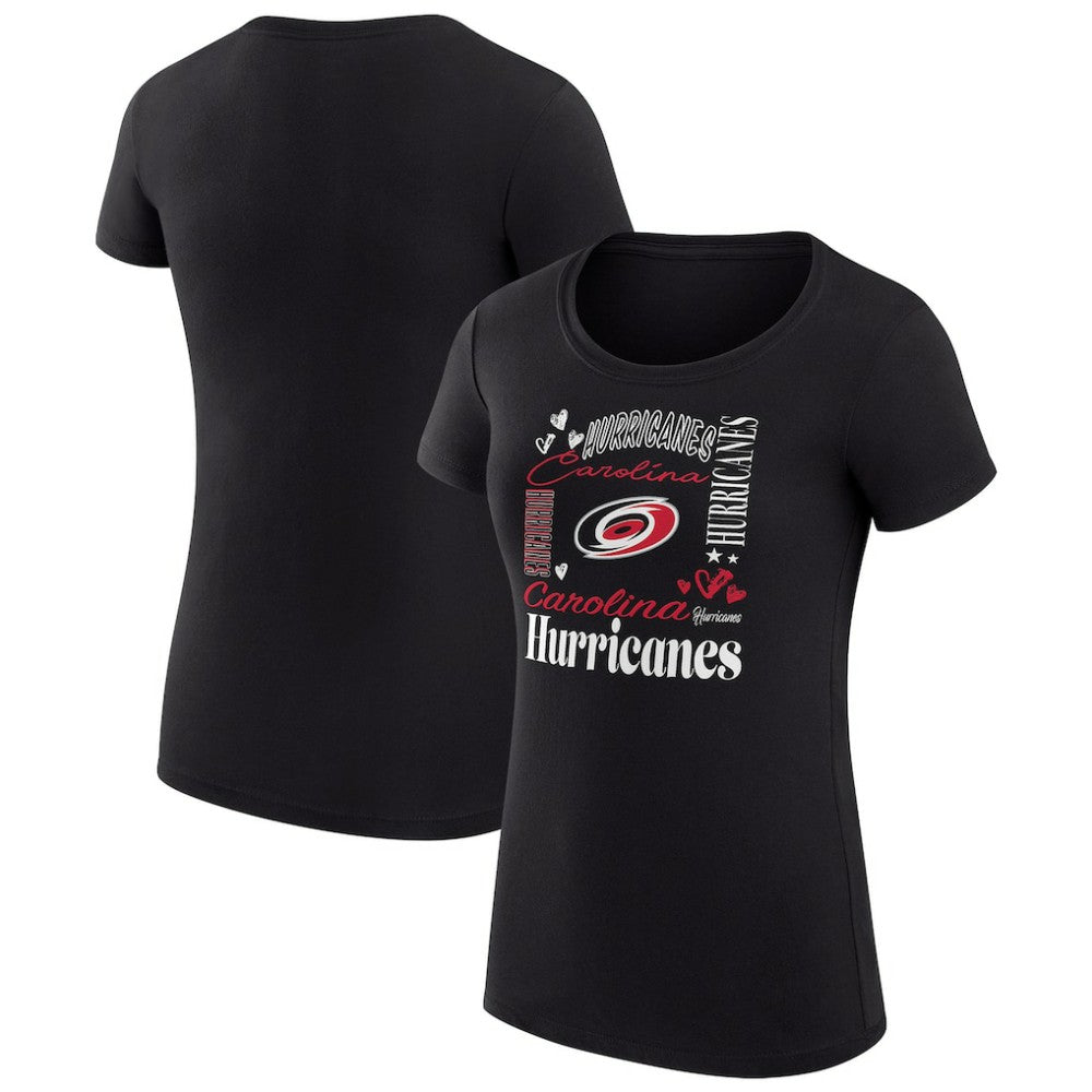 Carolina Hurricanes G-III 4Her by Carl Banks Women's Super-Slim Fit Lightweight Collage Team Graphic T-Shirt - Black | US 201623029