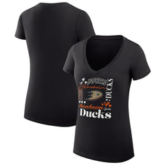 Anaheim Ducks G-III 4Her by Carl Banks Women's Super-Slim Fit Lightweight Collage Team Graphic T-Shirt - Black | US 201623045