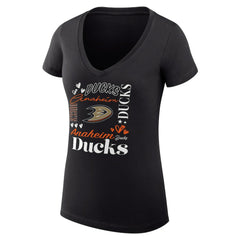 Anaheim Ducks G-III 4Her by Carl Banks Women's Super-Slim Fit Lightweight Collage Team Graphic T-Shirt - Black | US 201623045