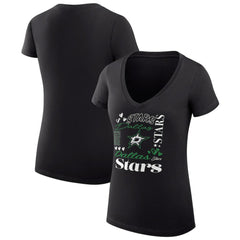 Dallas Stars G-III 4Her by Carl Banks Women's Super-Slim Fit Lightweight Collage Team Graphic T-Shirt - Black | US 201623046