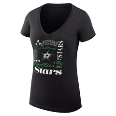 Dallas Stars G-III 4Her by Carl Banks Women's Super-Slim Fit Lightweight Collage Team Graphic T-Shirt - Black | US 201623046