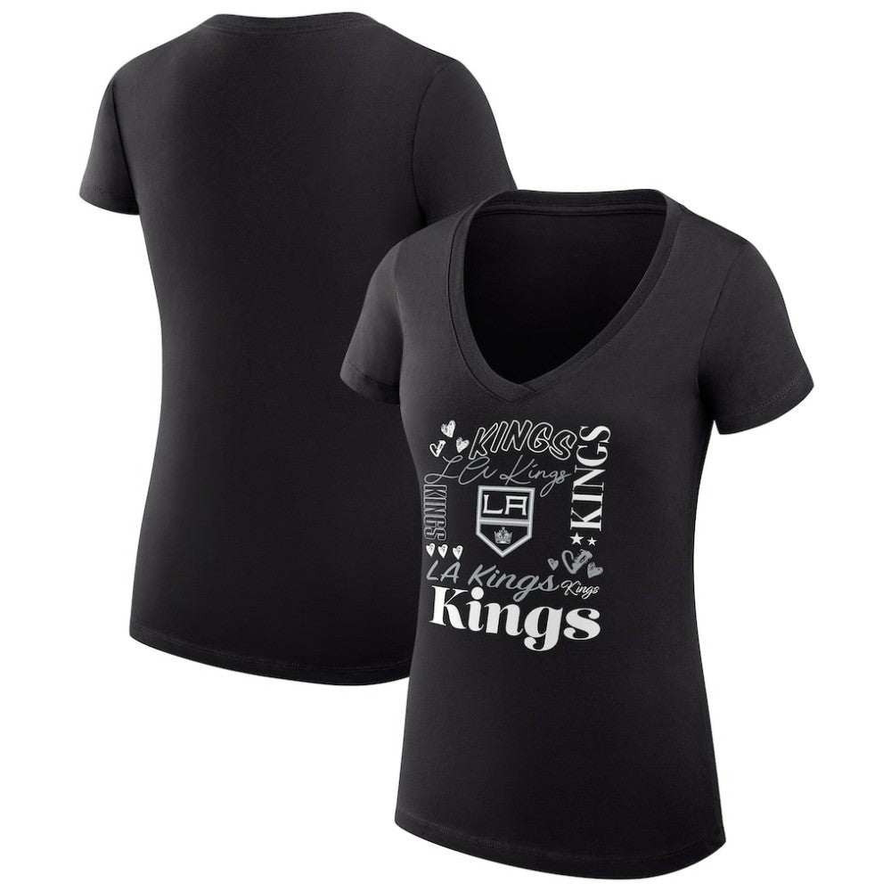 Los Angeles Kings G-III 4Her by Carl Banks Women's Super-Slim Fit Lightweight Collage Team Graphic T-Shirt - Black | US 201623049