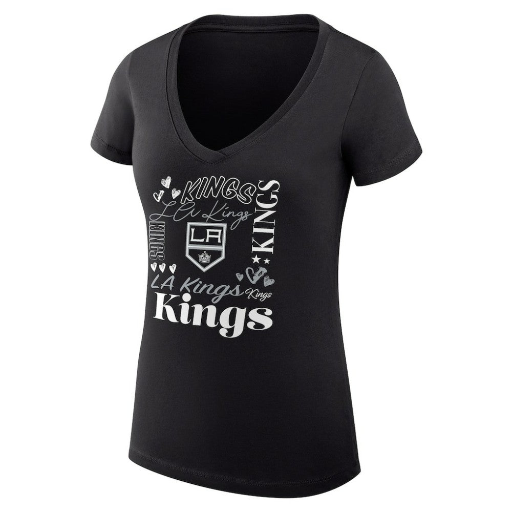 Los Angeles Kings G-III 4Her by Carl Banks Women's Super-Slim Fit Lightweight Collage Team Graphic T-Shirt - Black | US 201623049