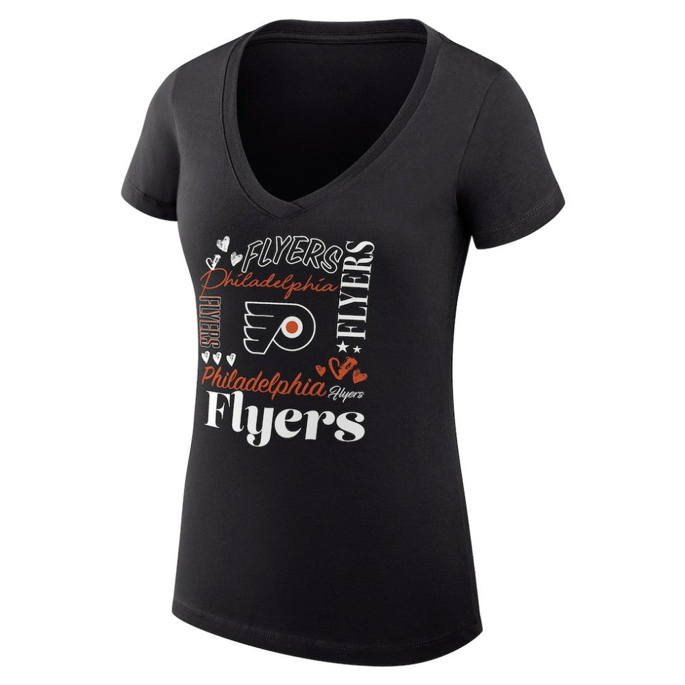 Philadelphia Flyers G-III 4Her by Carl Banks Women's Super-Slim Fit Lightweight Collage Team Graphic T-Shirt - Black | US 201623056
