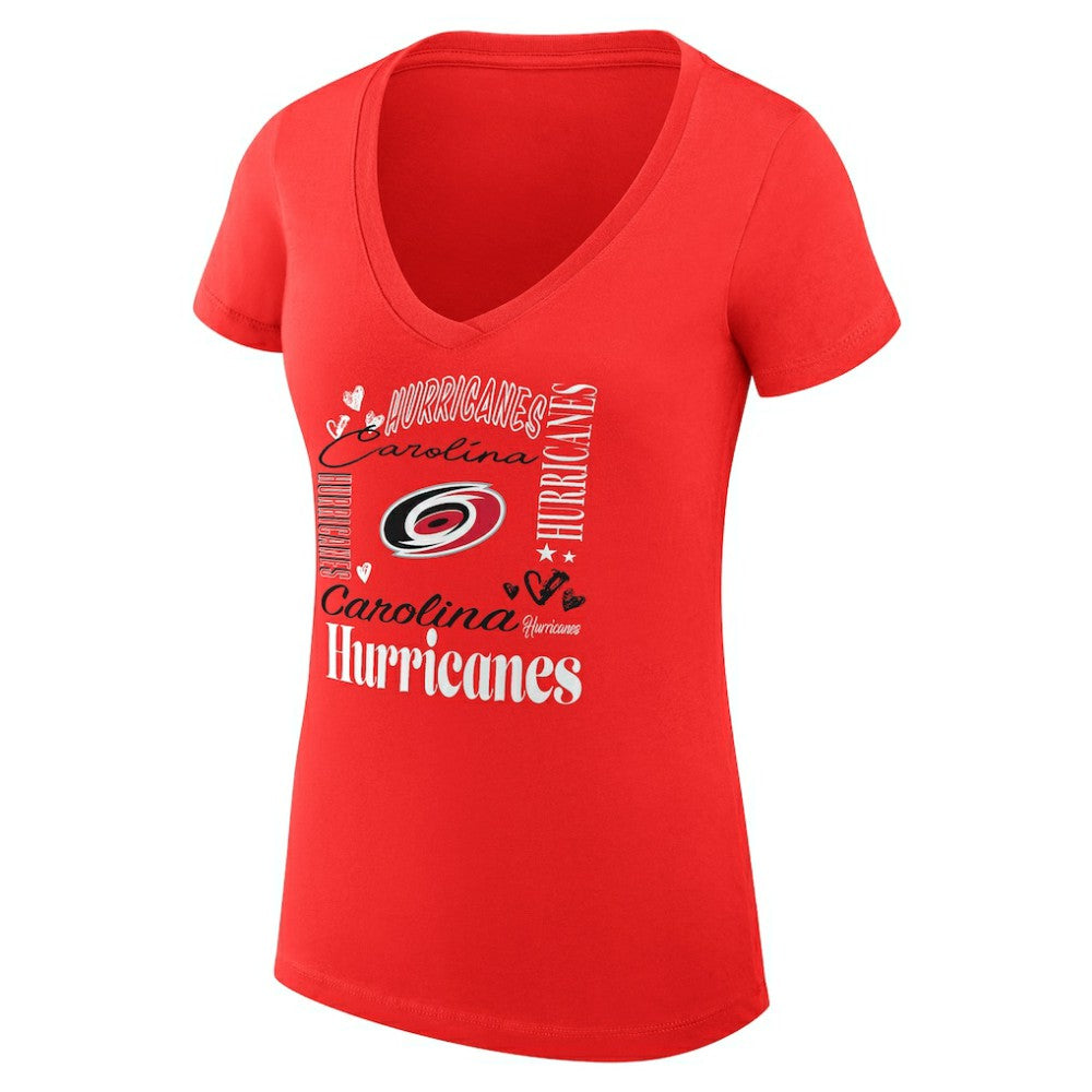Carolina Hurricanes G-III 4Her by Carl Banks Women's Super-Slim Fit Lightweight Collage Team Graphic T-Shirt - Red | US 201623071