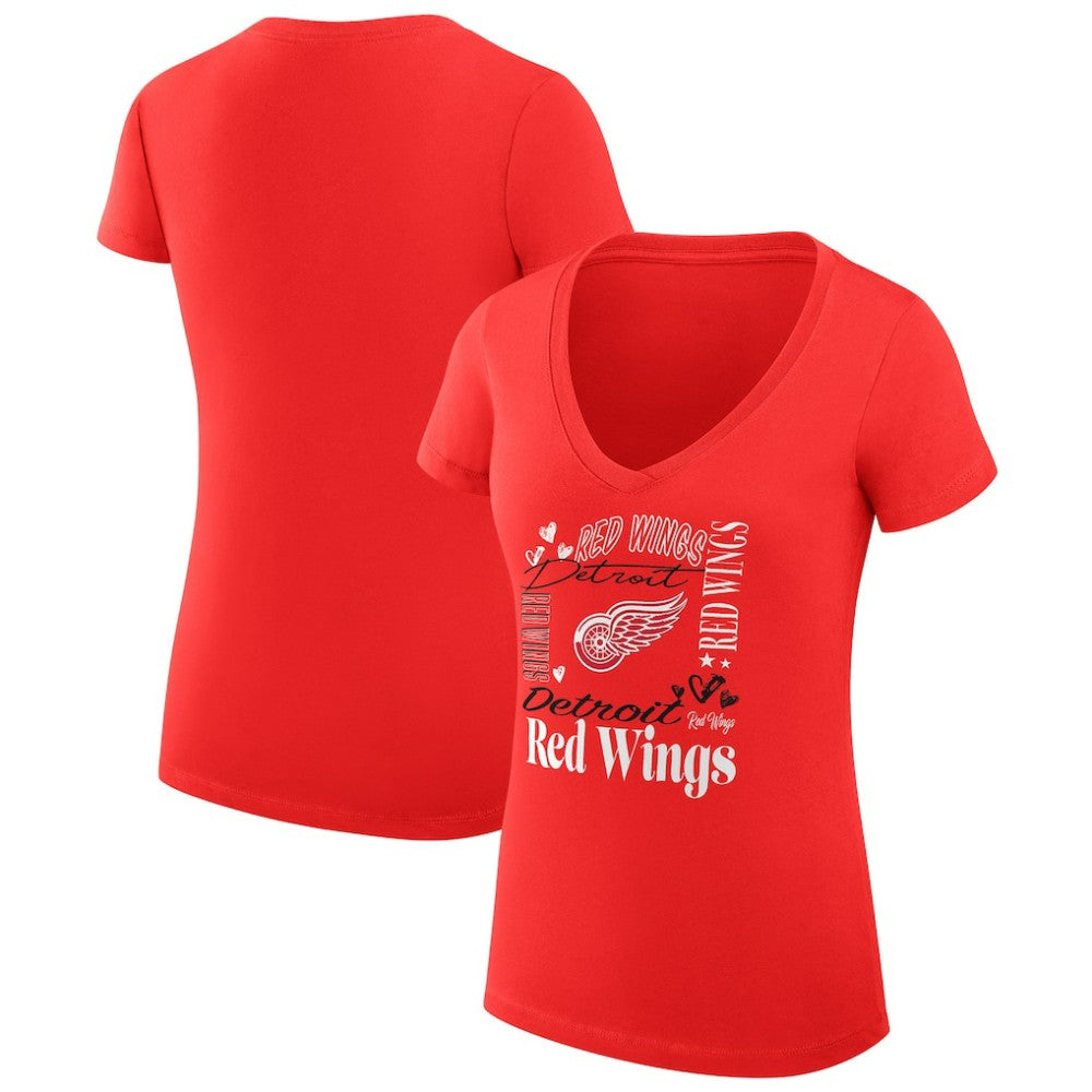 Detroit Red Wings G-III 4Her by Carl Banks Women's Super-Slim Fit Lightweight Collage Team Graphic T-Shirt - Red | US 201623072
