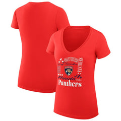 Florida Panthers G-III 4Her by Carl Banks Women's Super-Slim Fit Lightweight Collage Team Graphic T-Shirt - Red | US 201623074