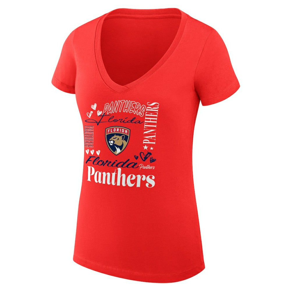 Florida Panthers G-III 4Her by Carl Banks Women's Super-Slim Fit Lightweight Collage Team Graphic T-Shirt - Red | US 201623074